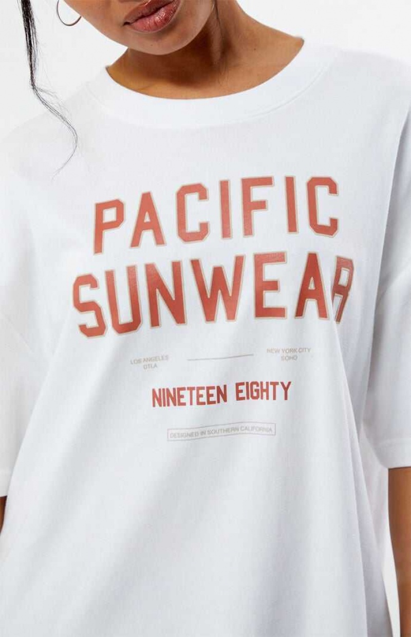 Tops PacSun Pacific Sunwear 1980 Oversized Mujer Blancas | WFIXN0673