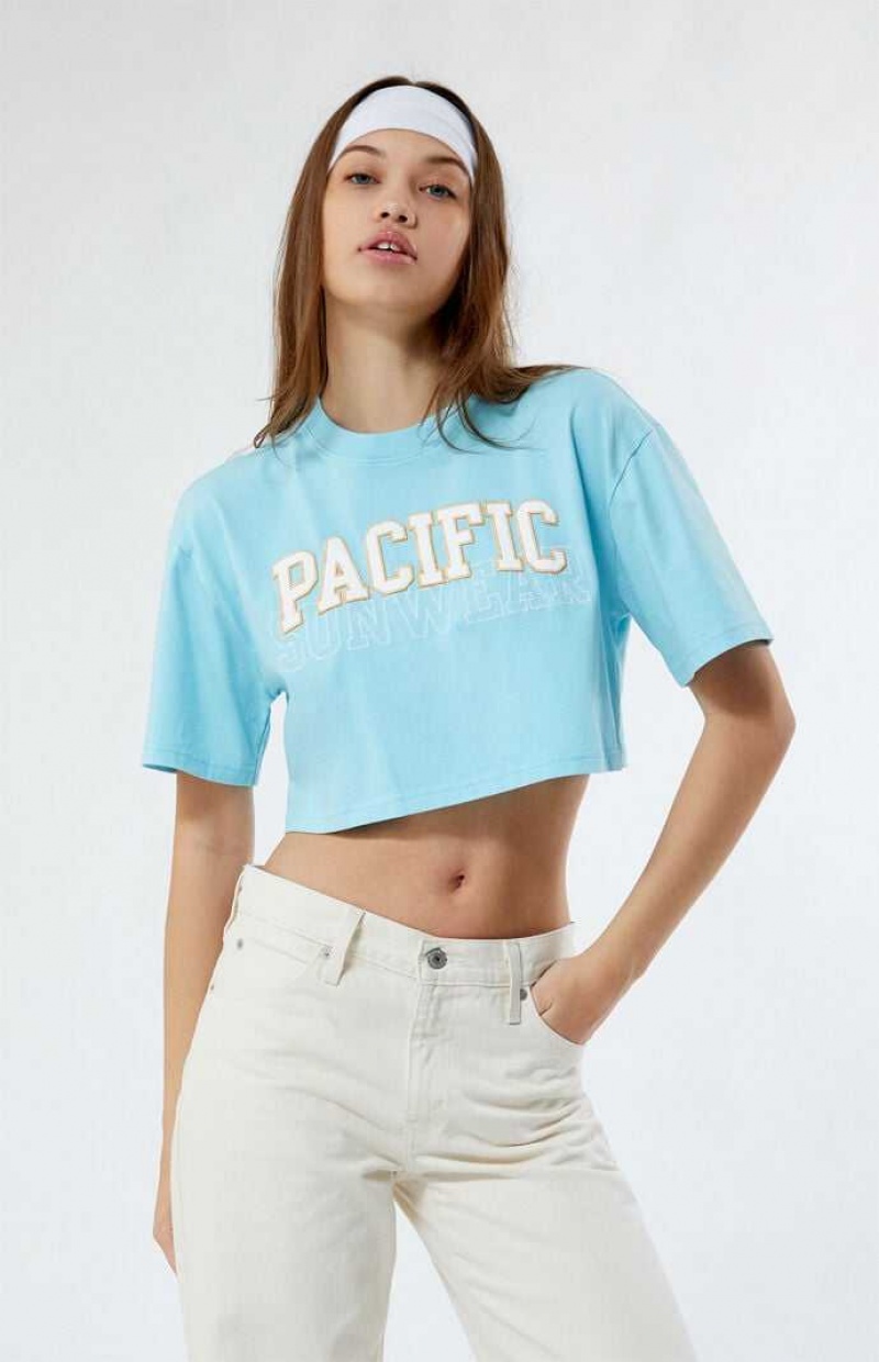 Tops PacSun Pacific Sunwear Arch Cropped Mujer Azules | EAXWZ5362