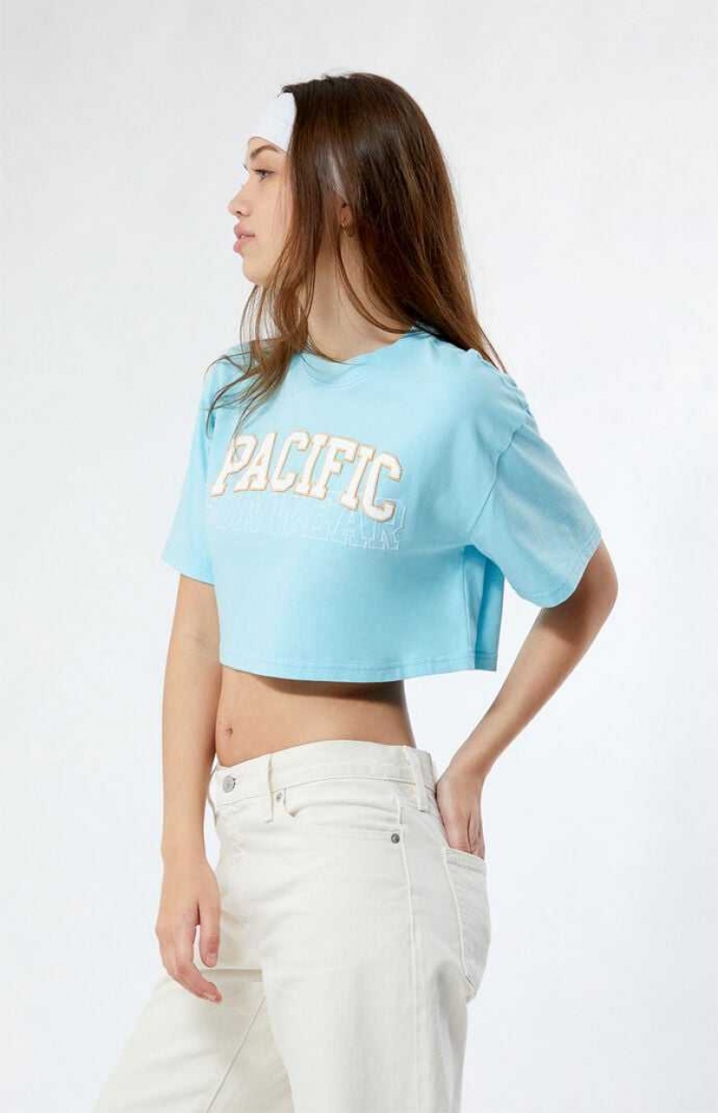 Tops PacSun Pacific Sunwear Arch Cropped Mujer Azules | EAXWZ5362