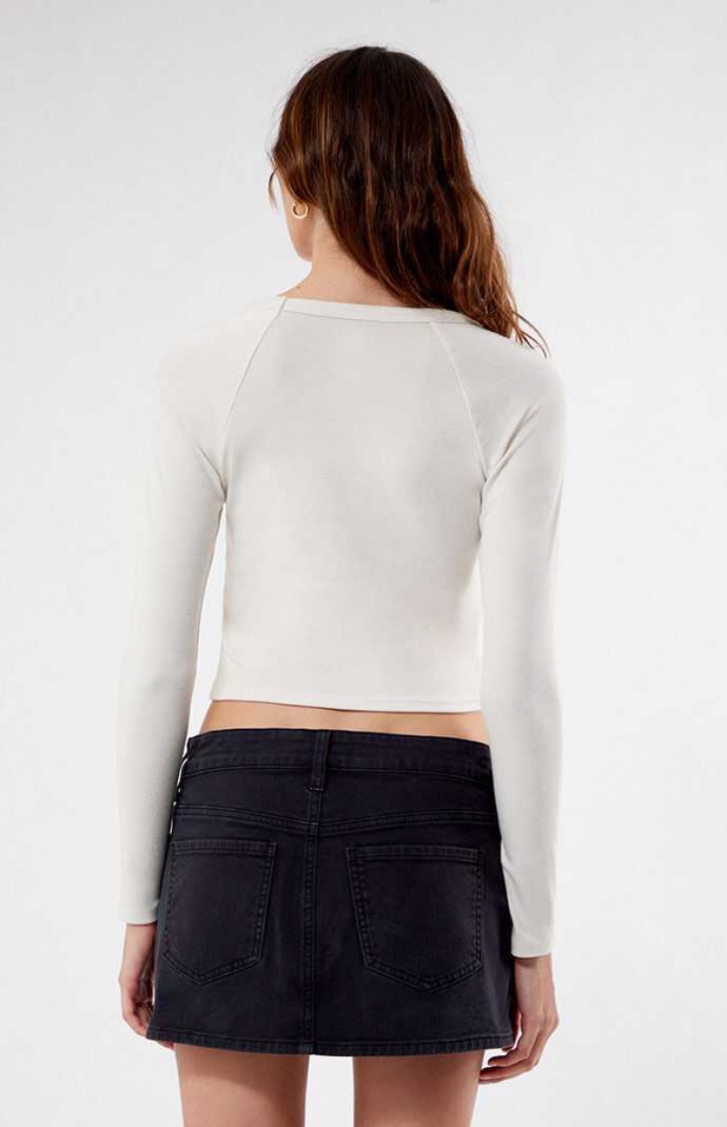 Tops PacSun Pacific Sunwear Arch Long Sleeve Mujer Blancas | VBQFA3289