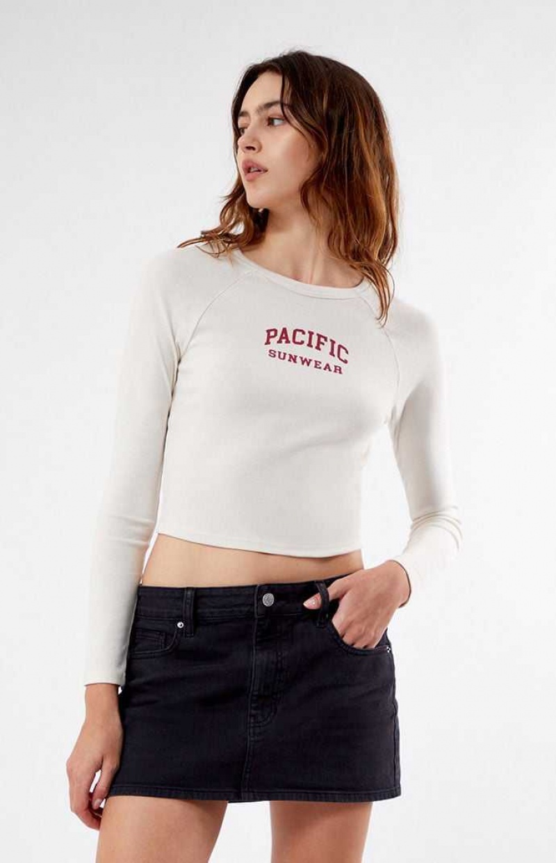 Tops PacSun Pacific Sunwear Arch Long Sleeve Mujer Blancas | VBQFA3289