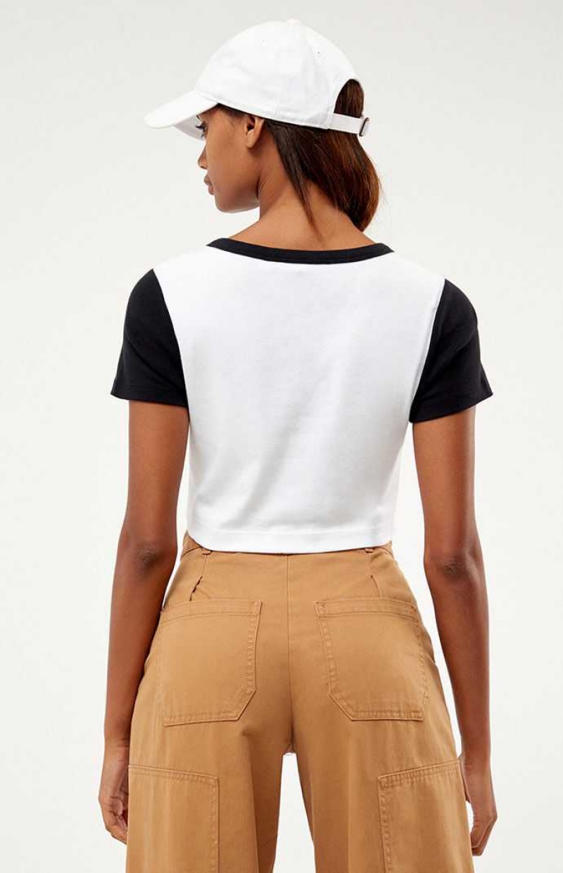 Tops PacSun Pacific Sunwear Athletics Contrast Mujer Blancas Negras | YFUBO0592