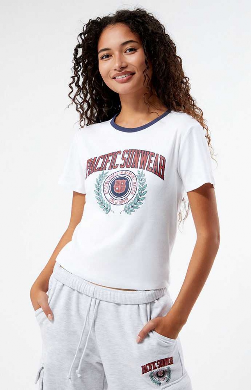 Tops PacSun Pacific Sunwear Collegiate Mujer 3WHITE | BGQMJ5814