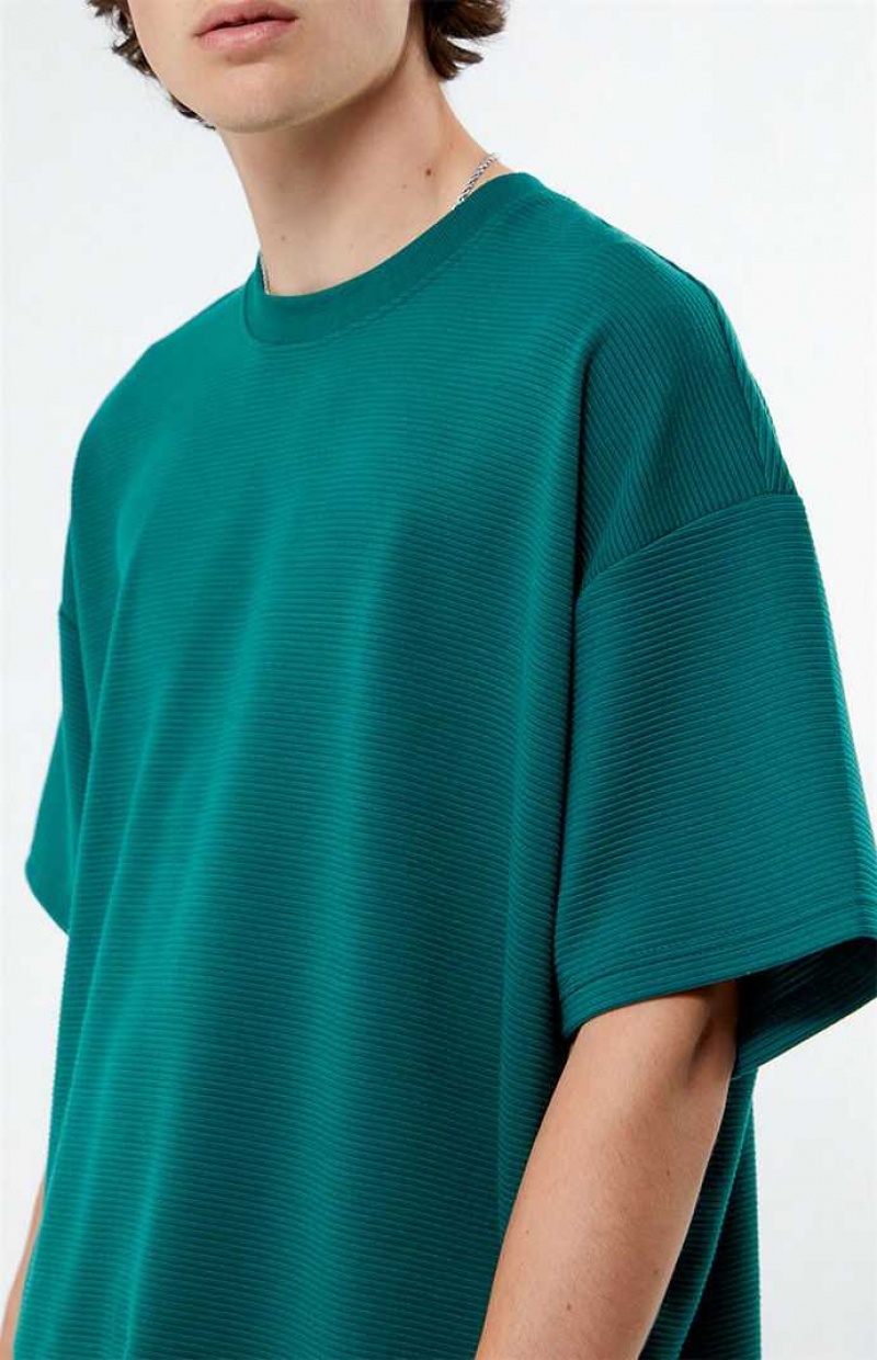 T-shirt PacSun Acanalado Oversized Hombre Verde | QXGIF8209