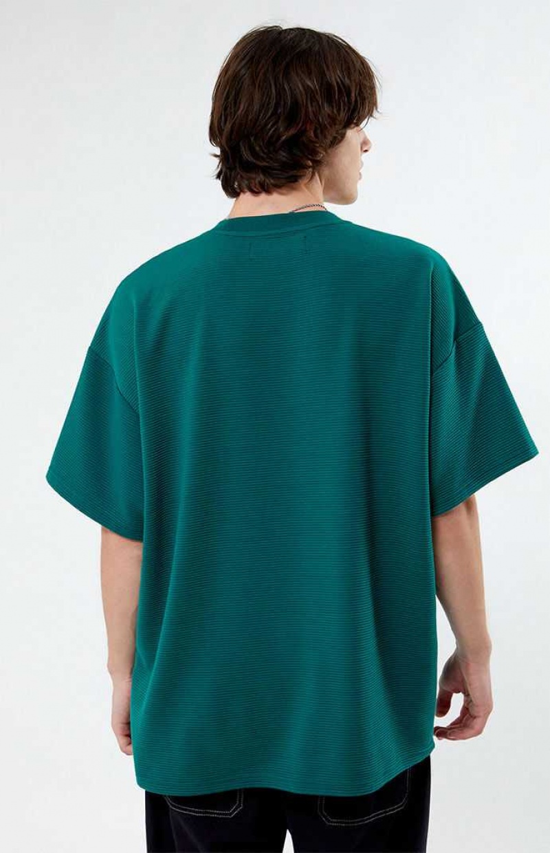 T-shirt PacSun Acanalado Oversized Hombre Verde | QXGIF8209