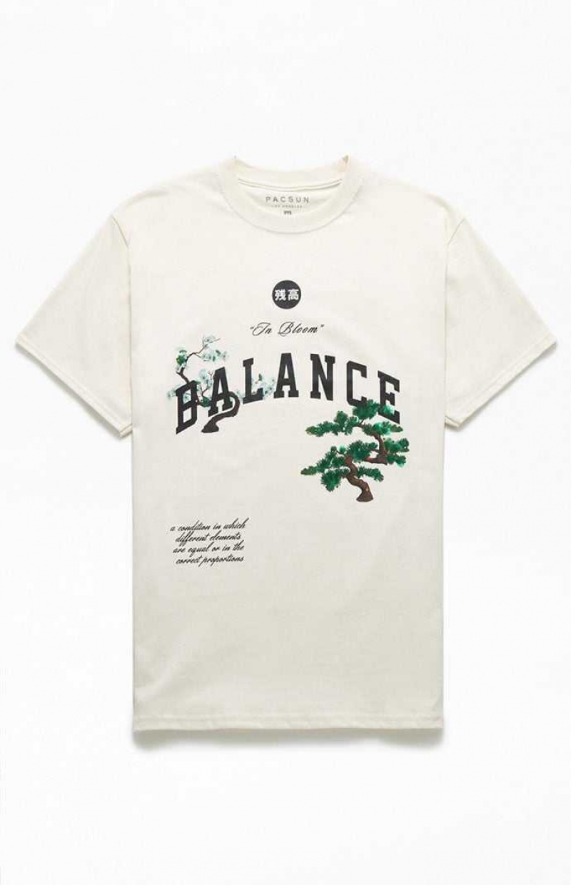 T-shirt PacSun Balance Hombre Creme | GBVTN8705