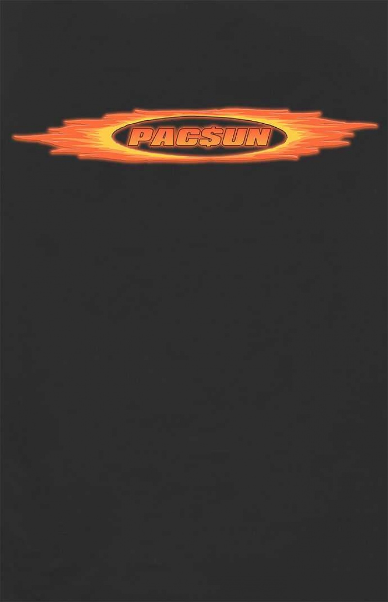 T-shirt PacSun Black Flames Logo Hombre Negras | OBITW5418