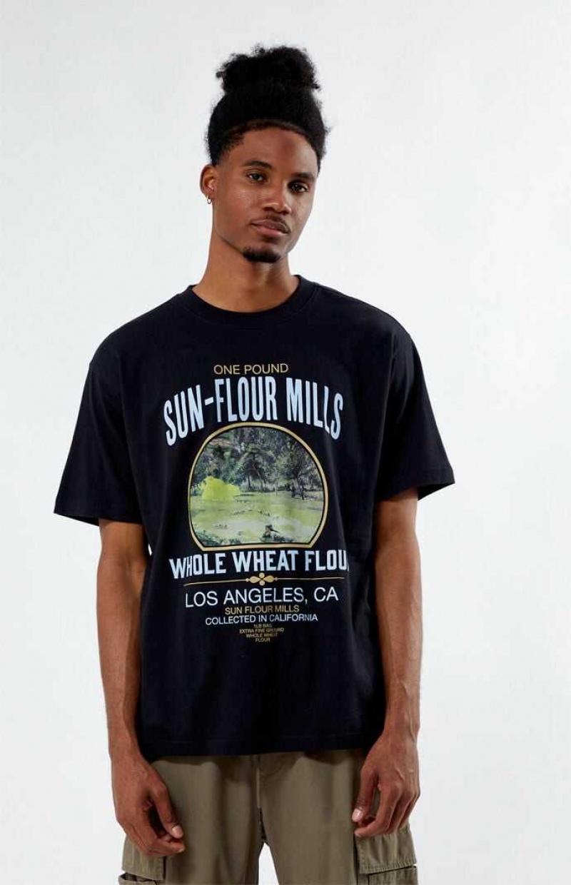 T-shirt PacSun Black Mills Hombre Negras | XHRNJ7802