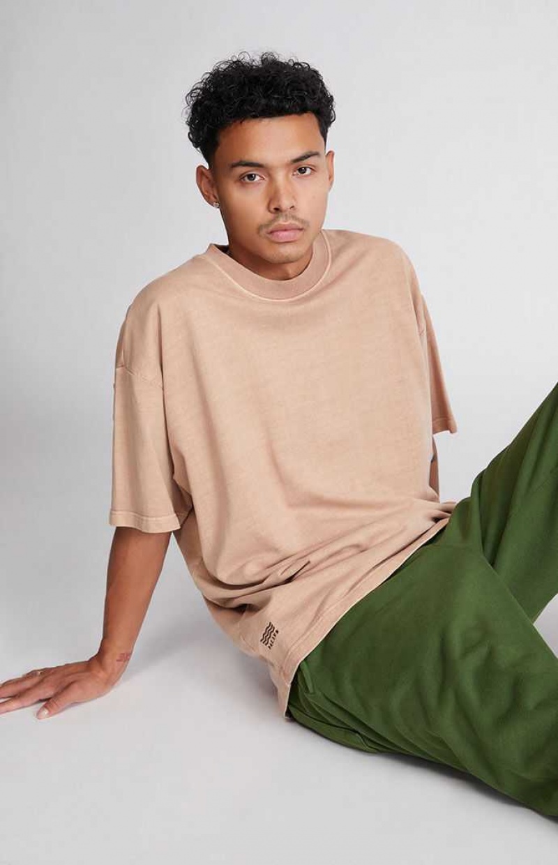 T-shirt PacSun Brown Oversized Terry Hombre Marrones | KFMGJ7819