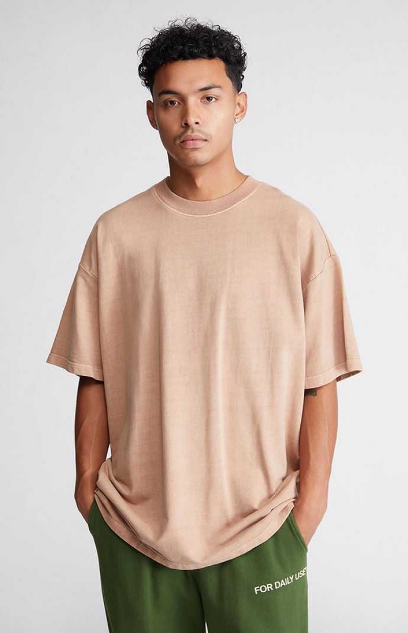 T-shirt PacSun Brown Oversized Terry Hombre Marrones | KFMGJ7819