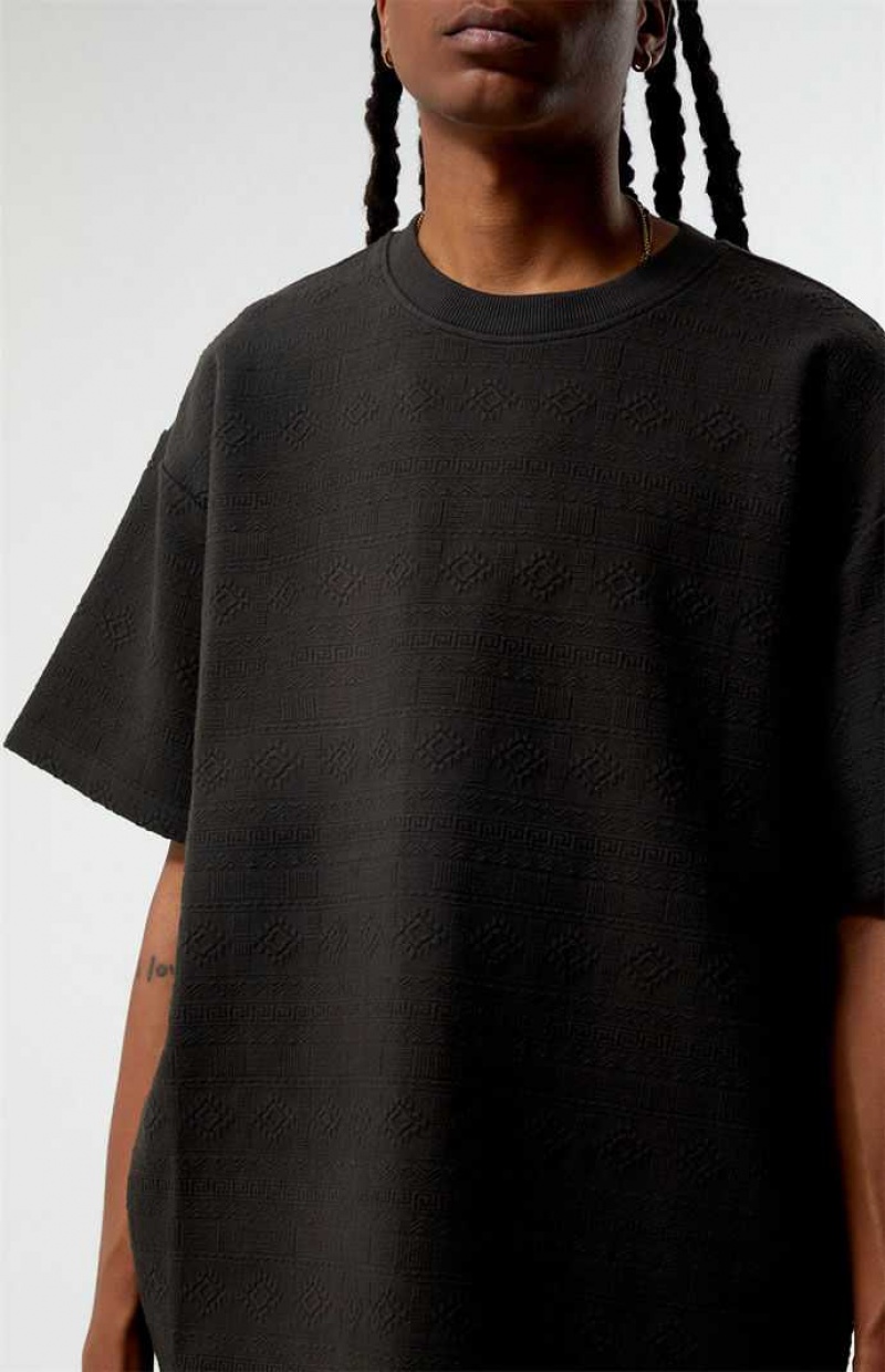 T-shirt PacSun Charcoal Oversized Jacquard Knit Hombre Gris | ZAGPH4280