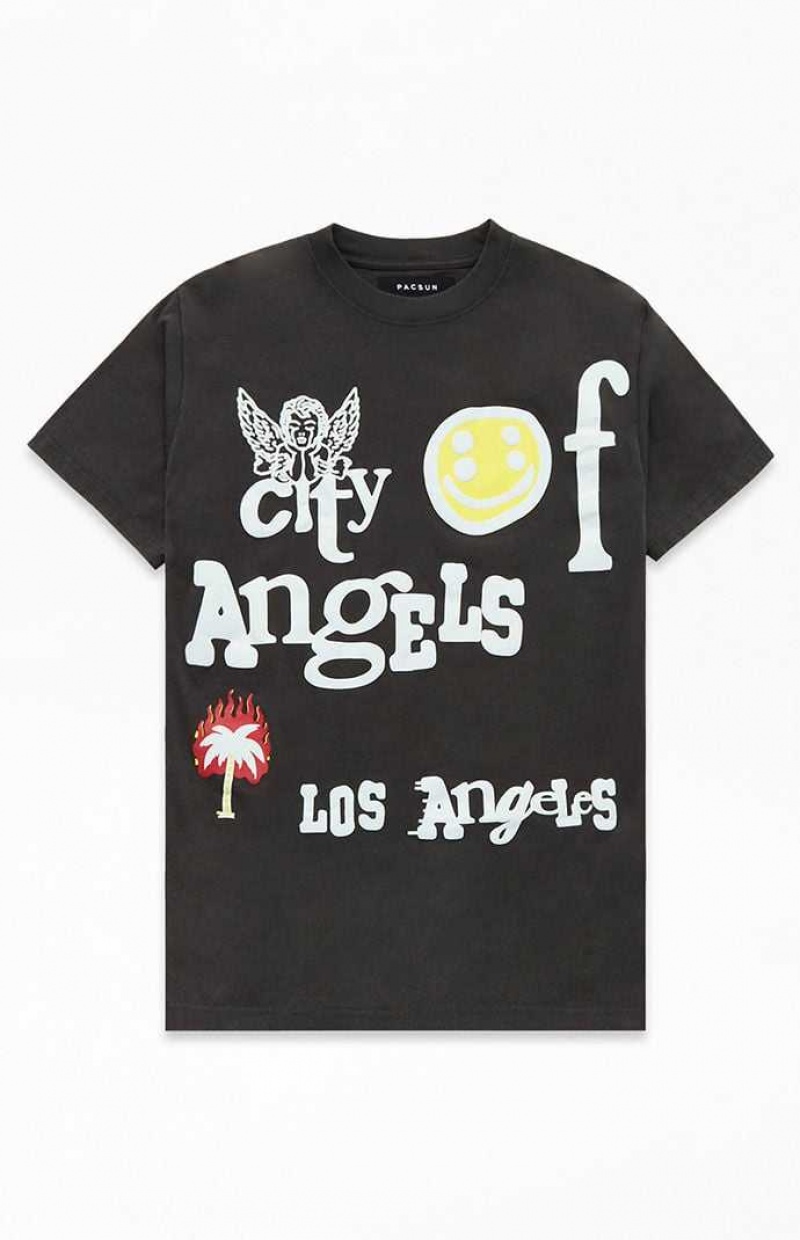 T-shirt PacSun City of Angels LA Hombre Negras | OAVIQ3678