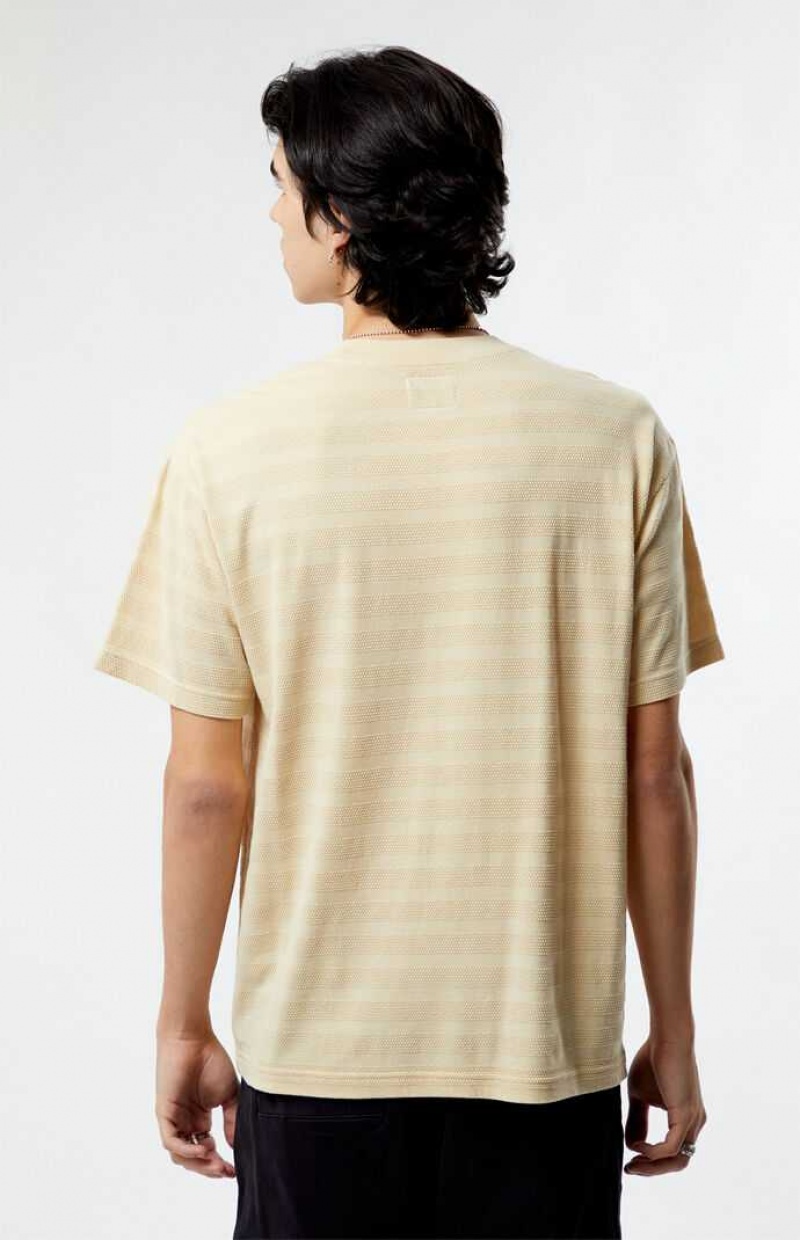 T-shirt PacSun Cream Even Textured Stripe Hombre Creme | UORAS8109