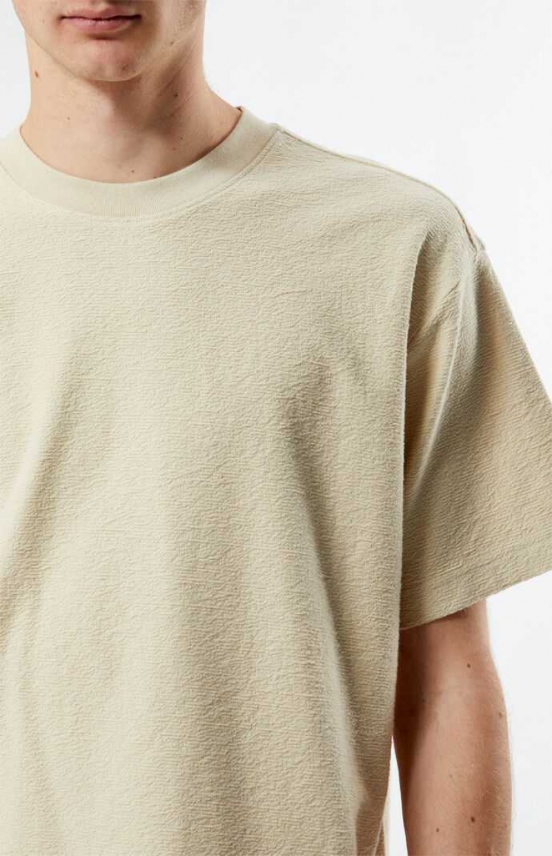 T-shirt PacSun Cream Grooves Hombre Creme | UGFAQ9486