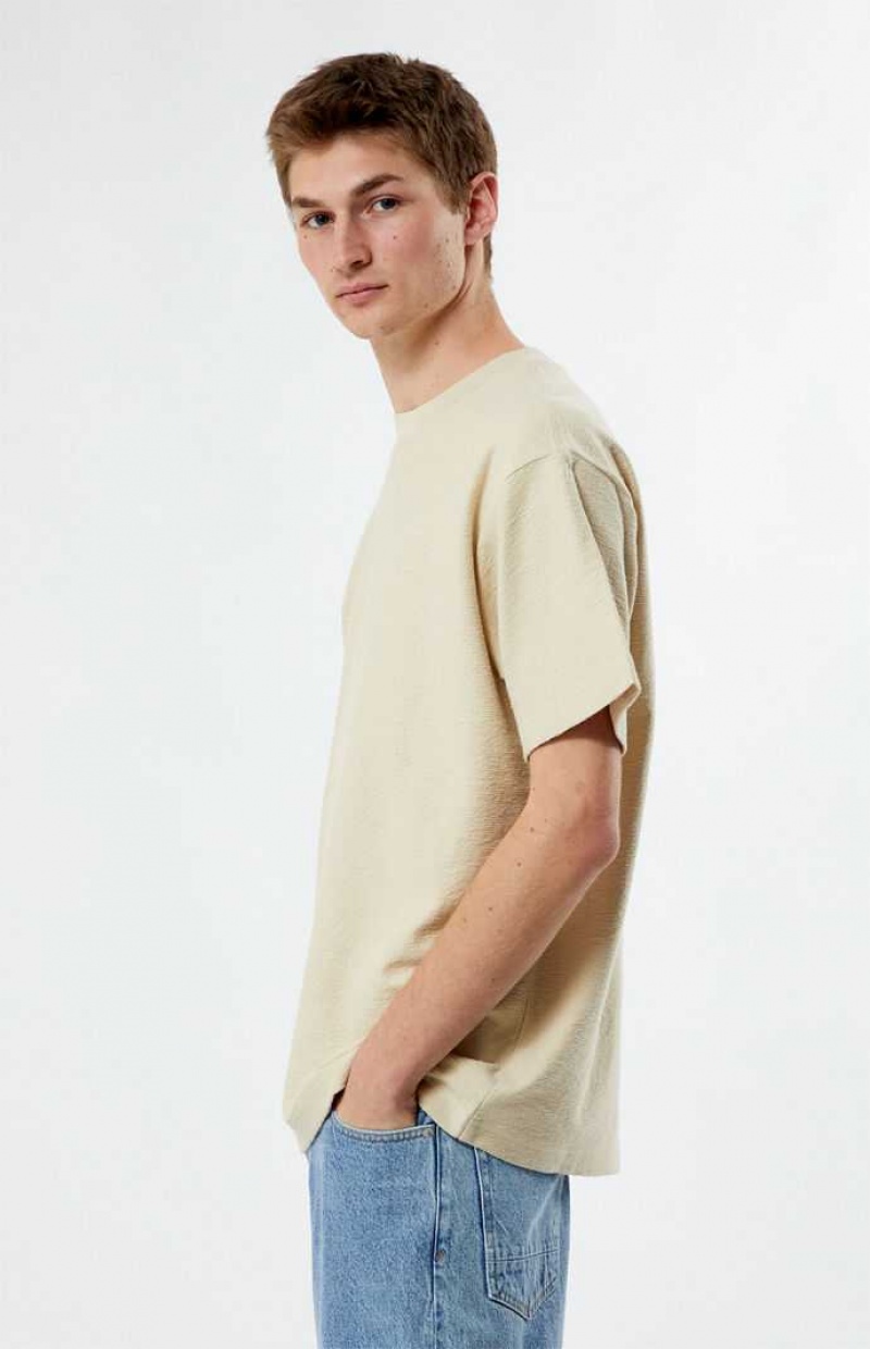 T-shirt PacSun Cream Grooves Hombre Creme | UGFAQ9486