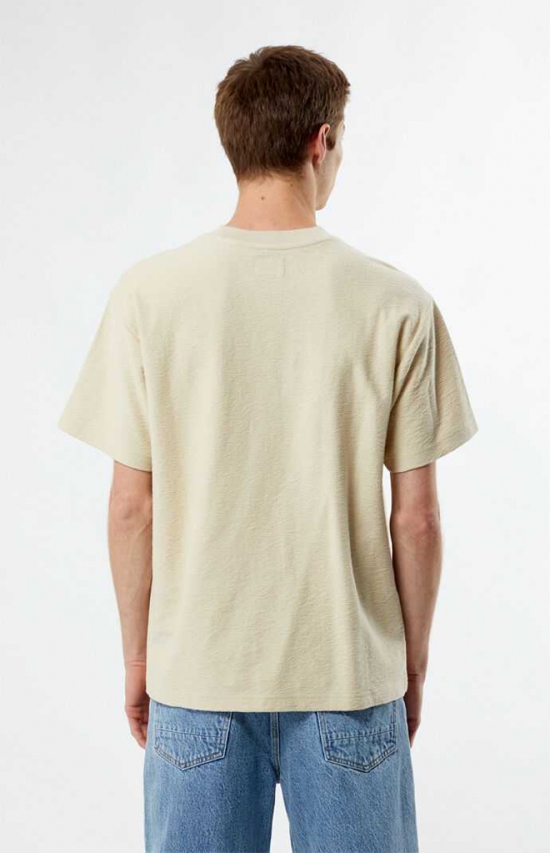 T-shirt PacSun Cream Grooves Hombre Creme | UGFAQ9486