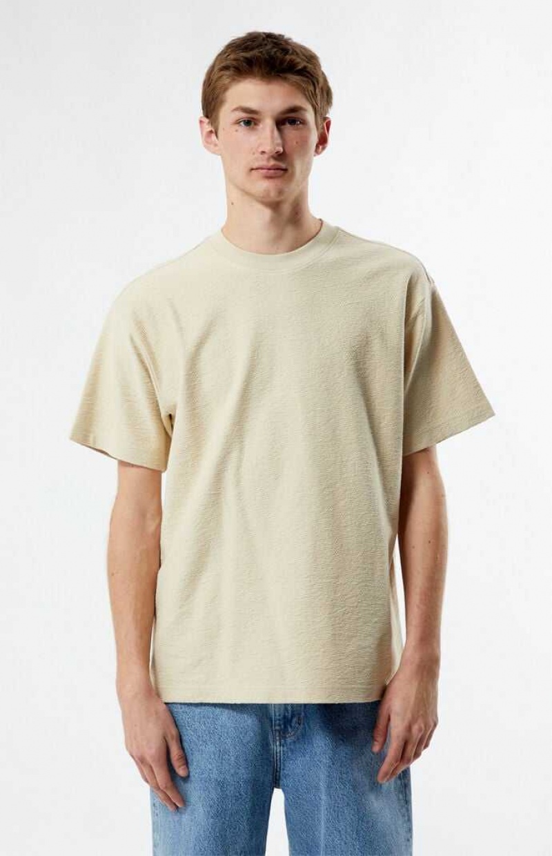 T-shirt PacSun Cream Grooves Hombre Creme | UGFAQ9486