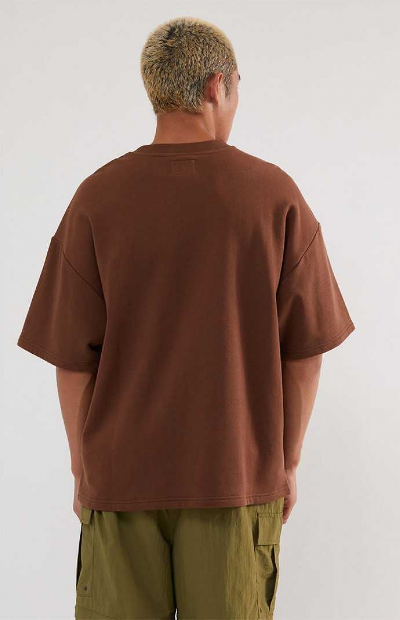 T-shirt PacSun Dark Brown Dive Fleece Hombre Marrones Oscuro | UIZDF7081