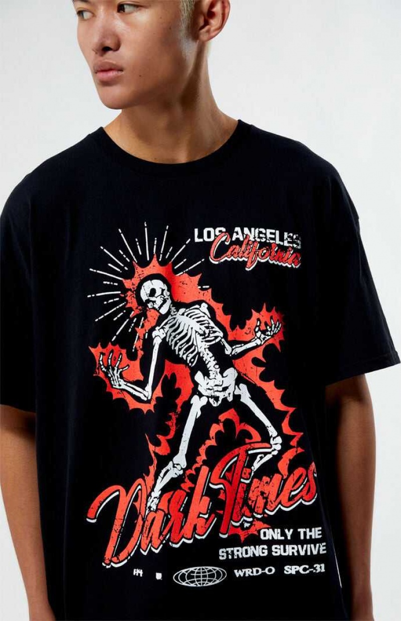 T-shirt PacSun Dark Times LA Hombre Negras | OHDLR0746