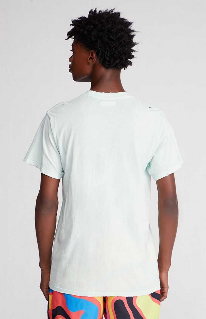 T-shirt PacSun Distressed Pocket Hombre Azules Claro | QEADY3760