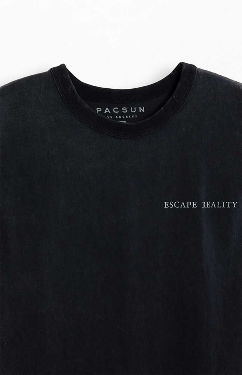 T-shirt PacSun Escape Reality Oversized Hombre Negras | APDIZ4651