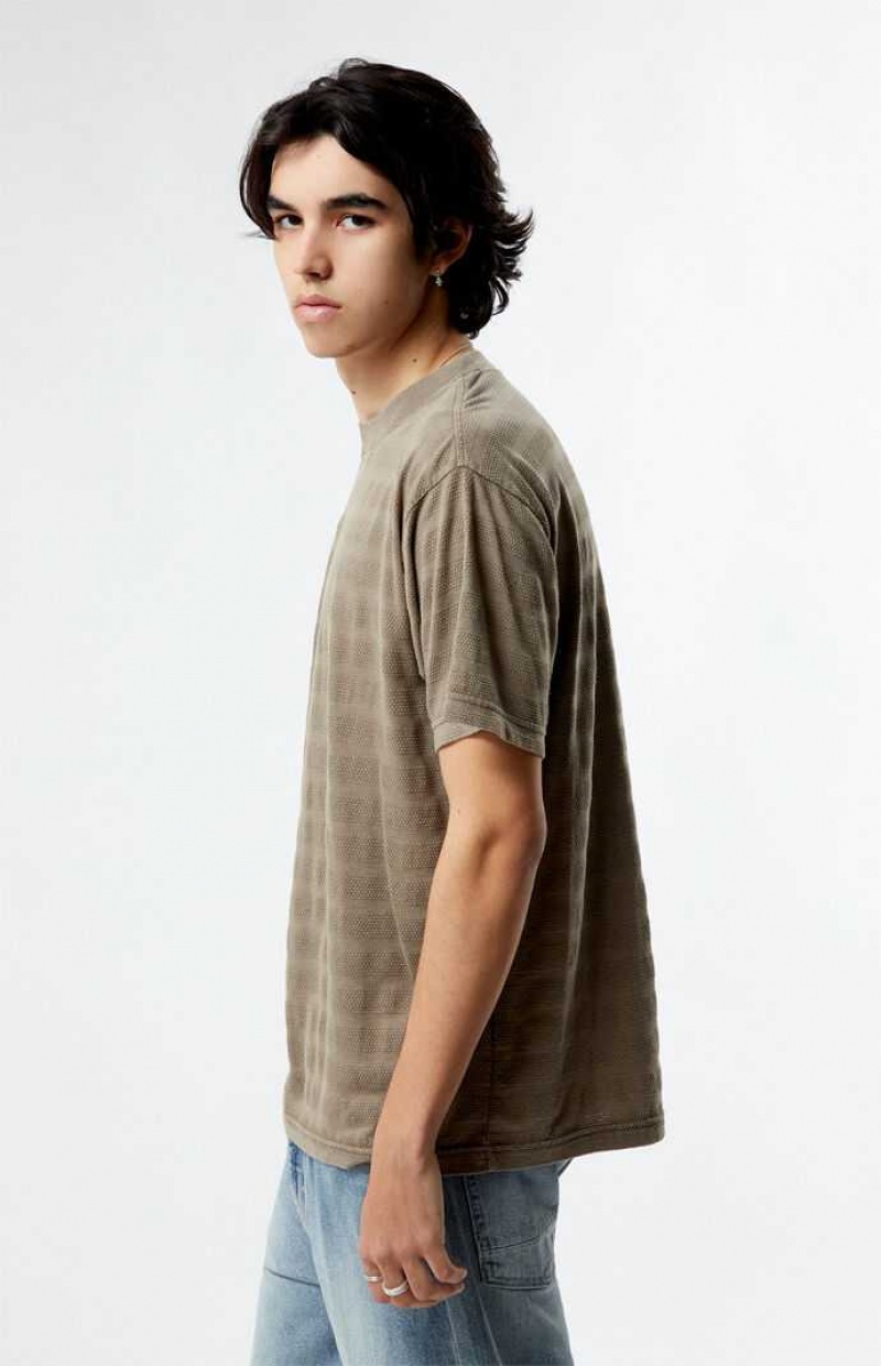 T-shirt PacSun Even Textured Stripe Hombre Gris Marrones | LBUWI2579