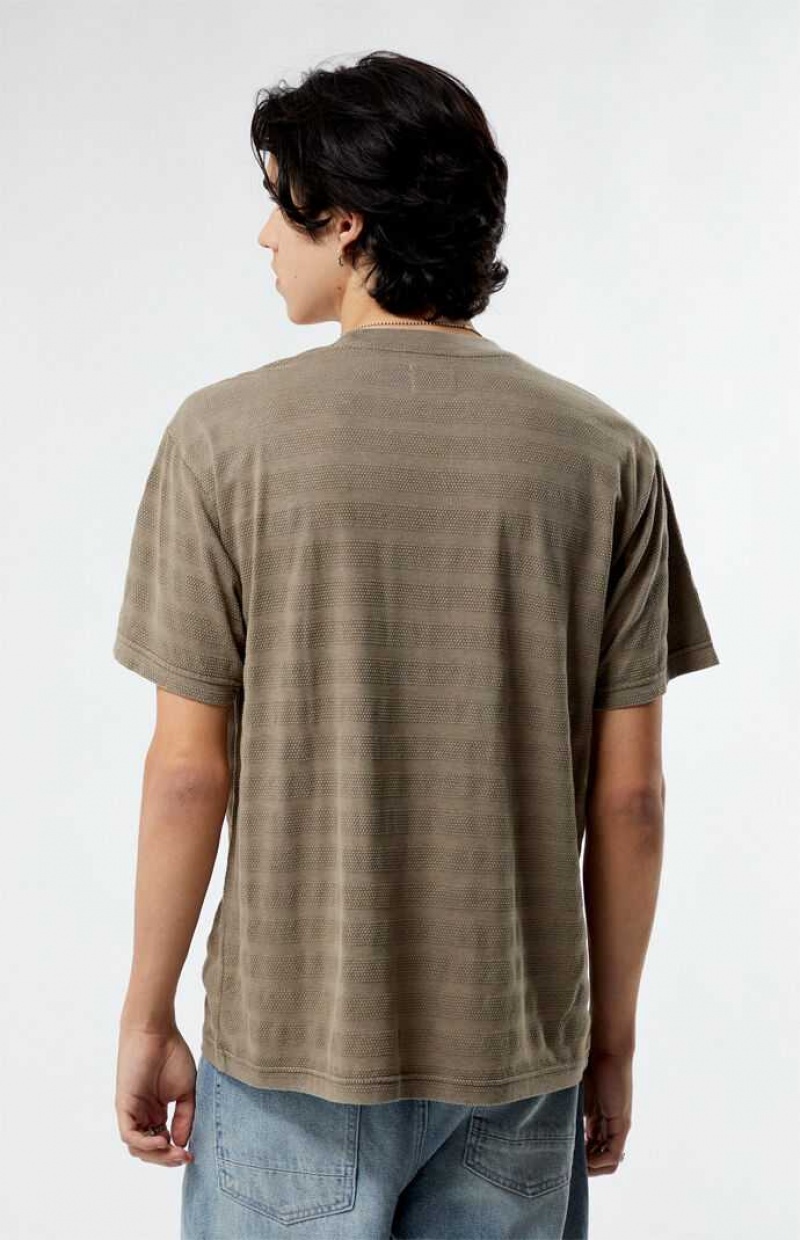 T-shirt PacSun Even Textured Stripe Hombre Gris Marrones | LBUWI2579