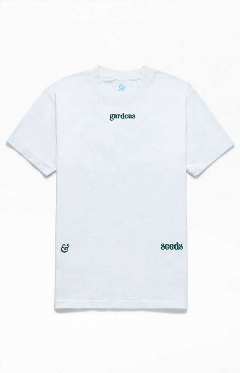 T-shirt PacSun GARDENS & SEEDS Wave Hombre Blancas | XAMVJ8457