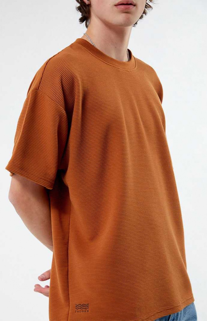 T-shirt PacSun Gold Acanalado Oversized Hombre Doradas | SYQMN9506