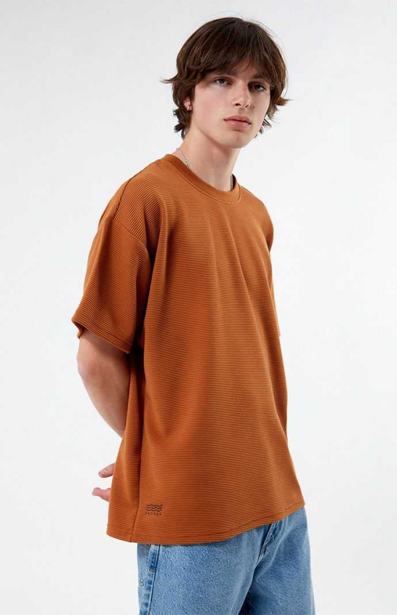 T-shirt PacSun Gold Acanalado Oversized Hombre Doradas | SYQMN9506