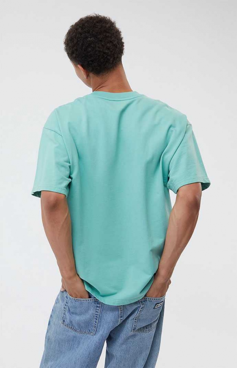 T-shirt PacSun Green Oversized Terry Hombre Verde | AENTJ0628