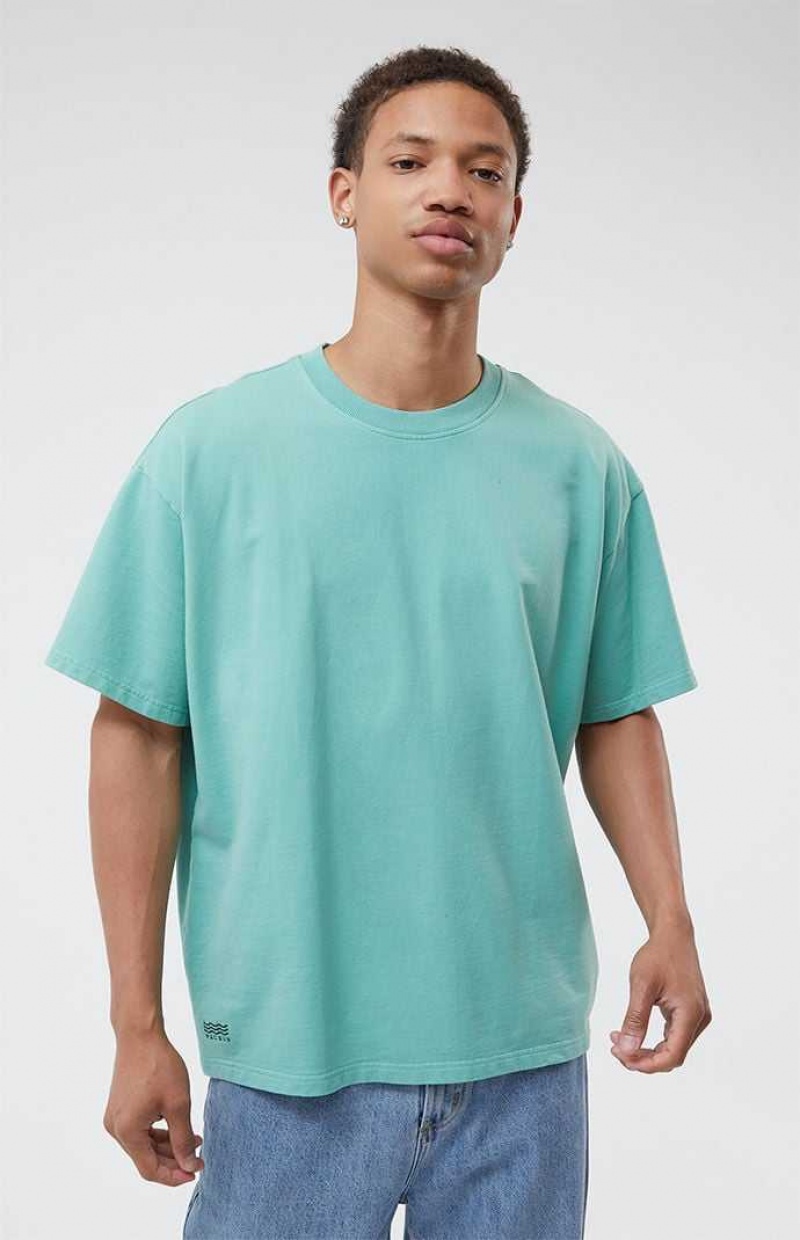 T-shirt PacSun Green Oversized Terry Hombre Verde | AENTJ0628