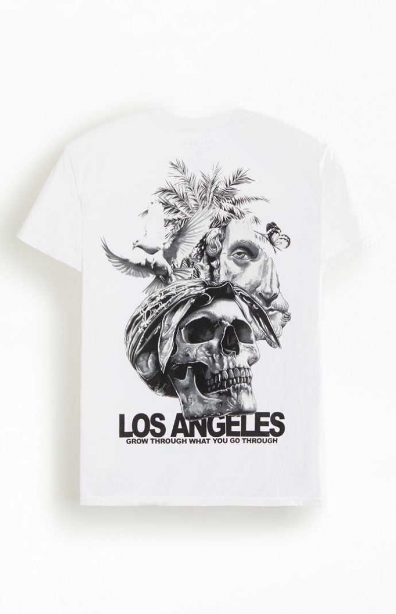 T-shirt PacSun LA Skull Hombre Blancas | YZTID8253