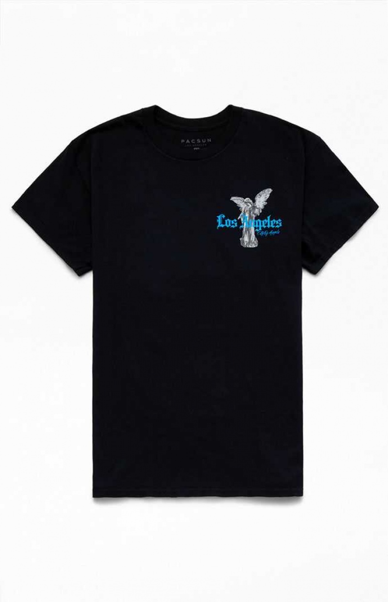 T-shirt PacSun LA Stone Angel Hombre Negras | PUXTI5316