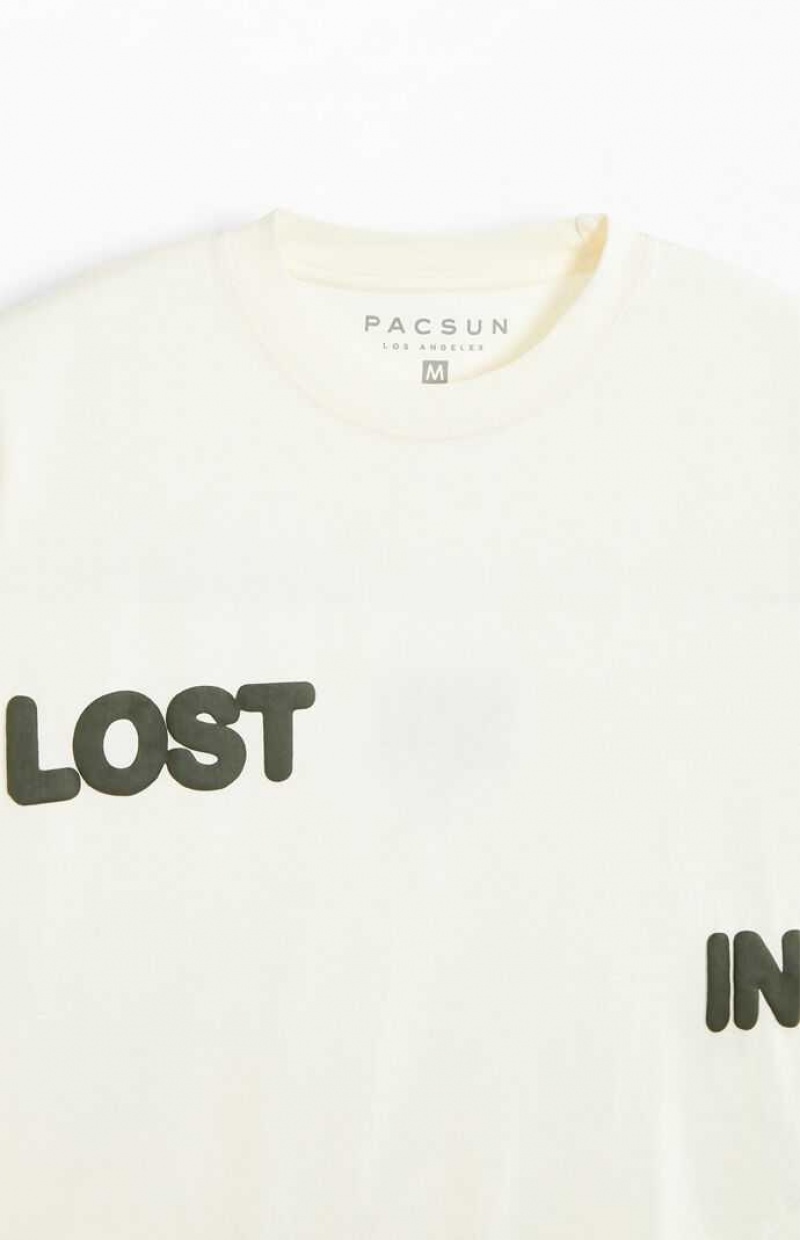 T-shirt PacSun Lost In Dreams Puff Hombre Creme | DVQKO6325