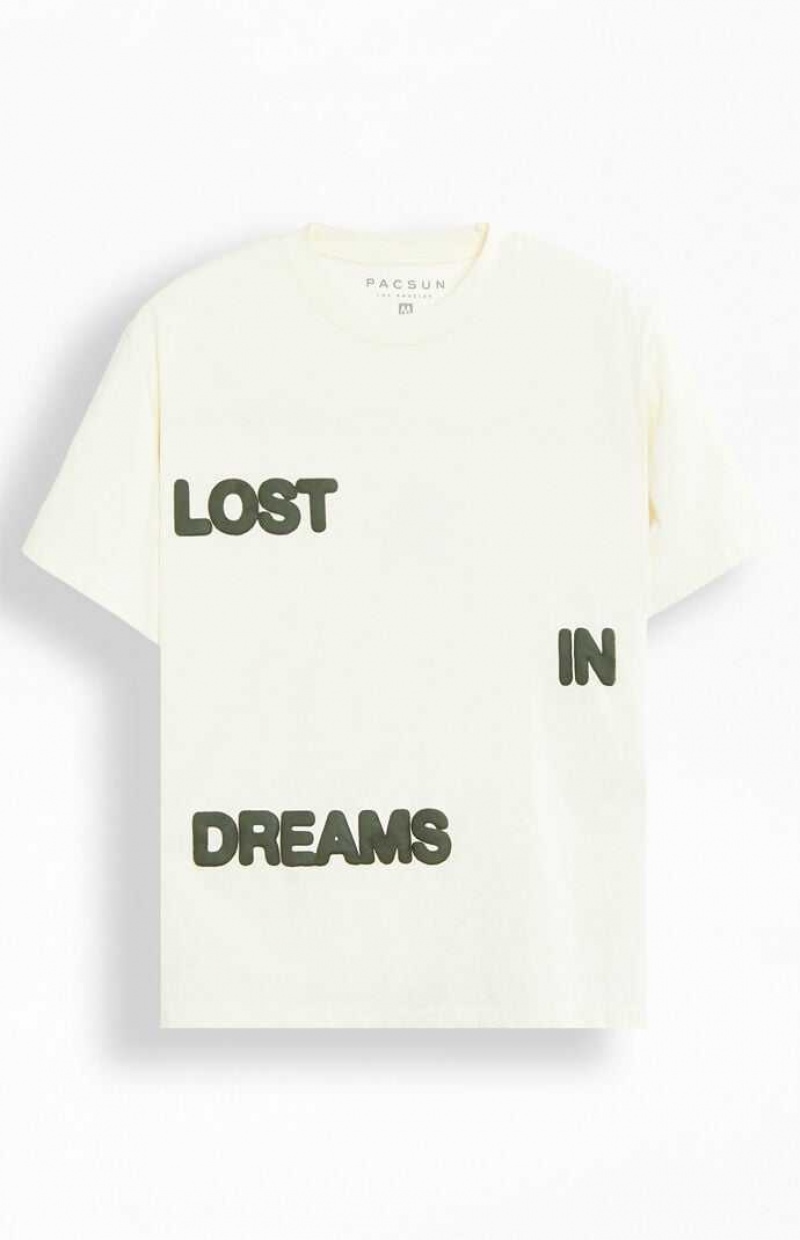 T-shirt PacSun Lost In Dreams Puff Hombre Creme | DVQKO6325