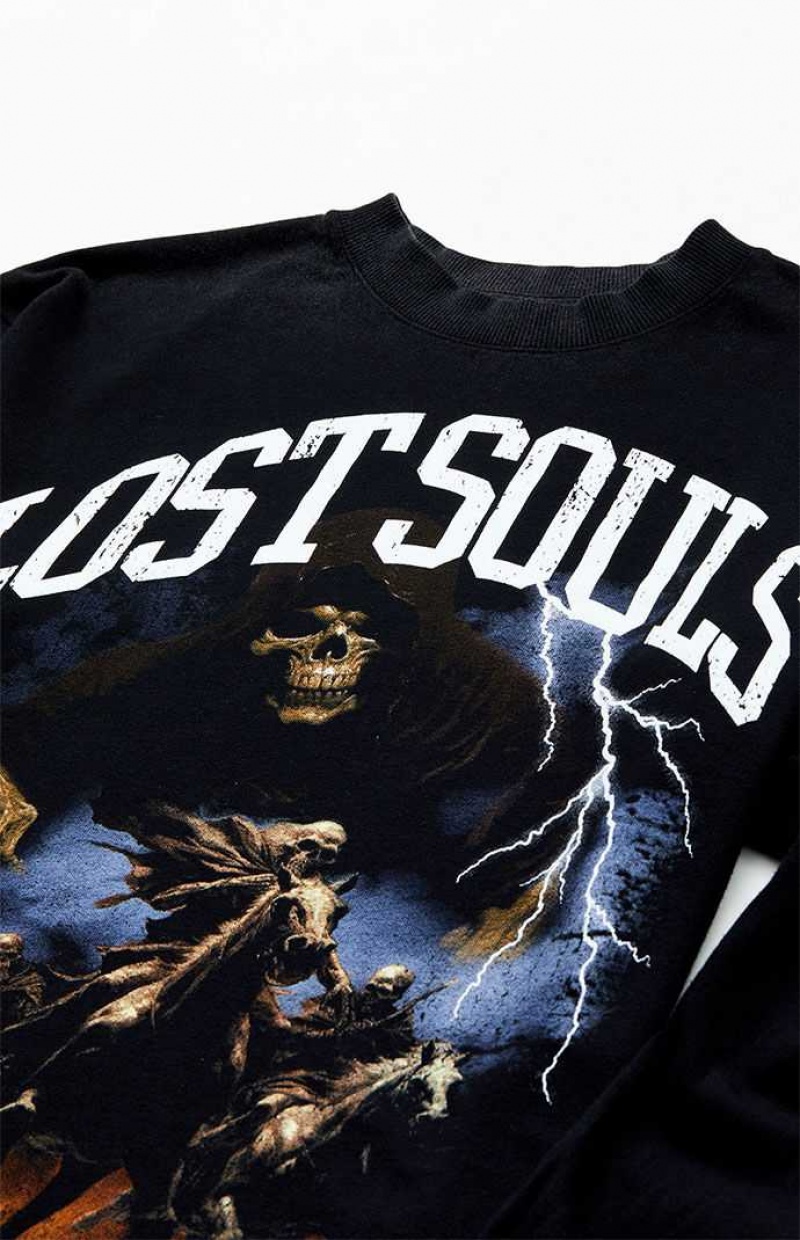 T-shirt PacSun Lost Souls Oversized Long Sleeve Hombre Negras | RNOBF7208