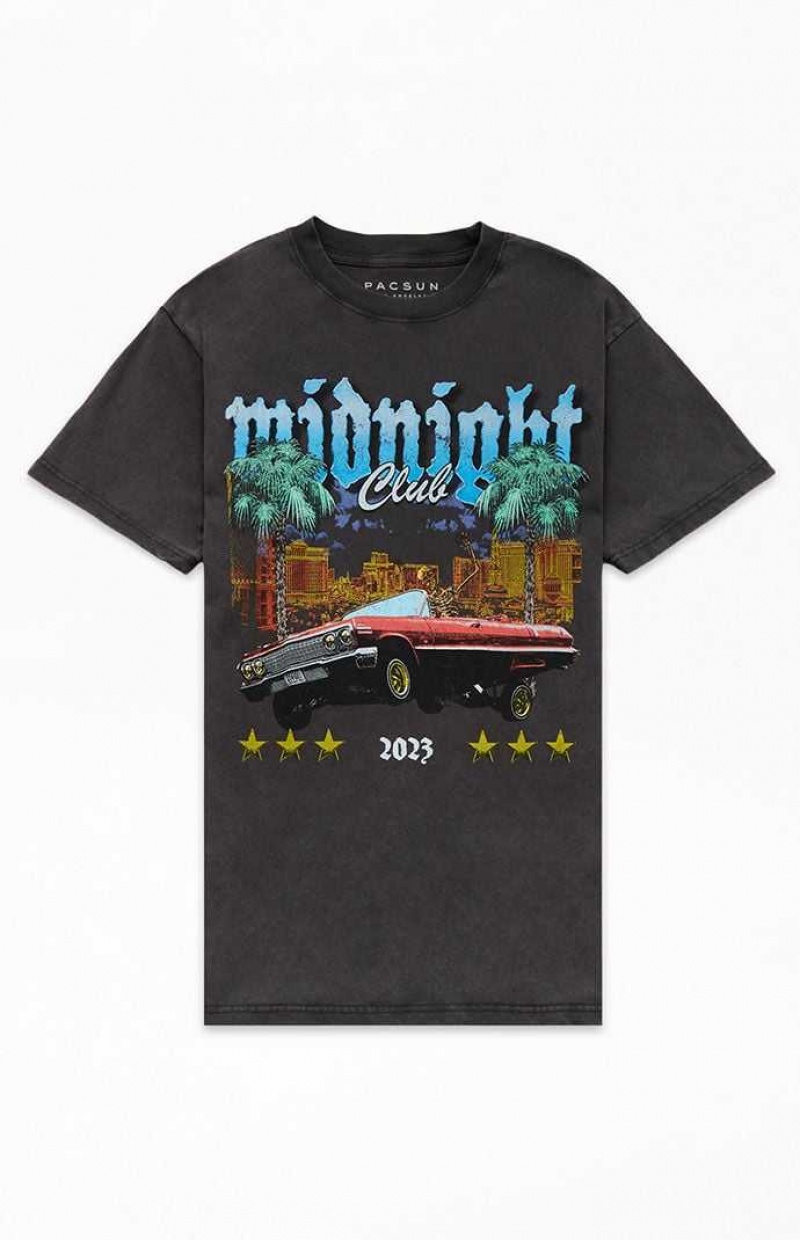 T-shirt PacSun Midnight Club Oversized Hombre Negras | PCYEV6280