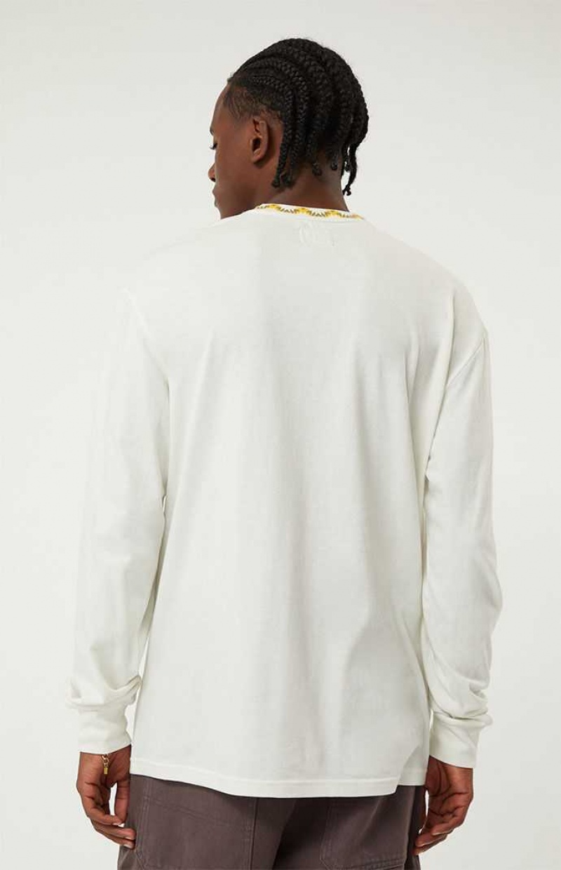 T-shirt PacSun Off White Bliss Jacquard Crew Long Sleeve Hombre Blancas | DUNVG2501