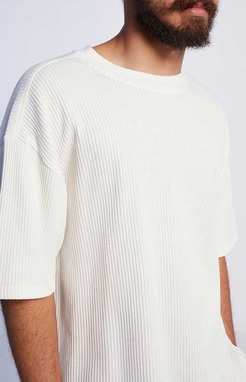 T-shirt PacSun Off White Boxy Waffle Hombre Blancas | ROYBH5021