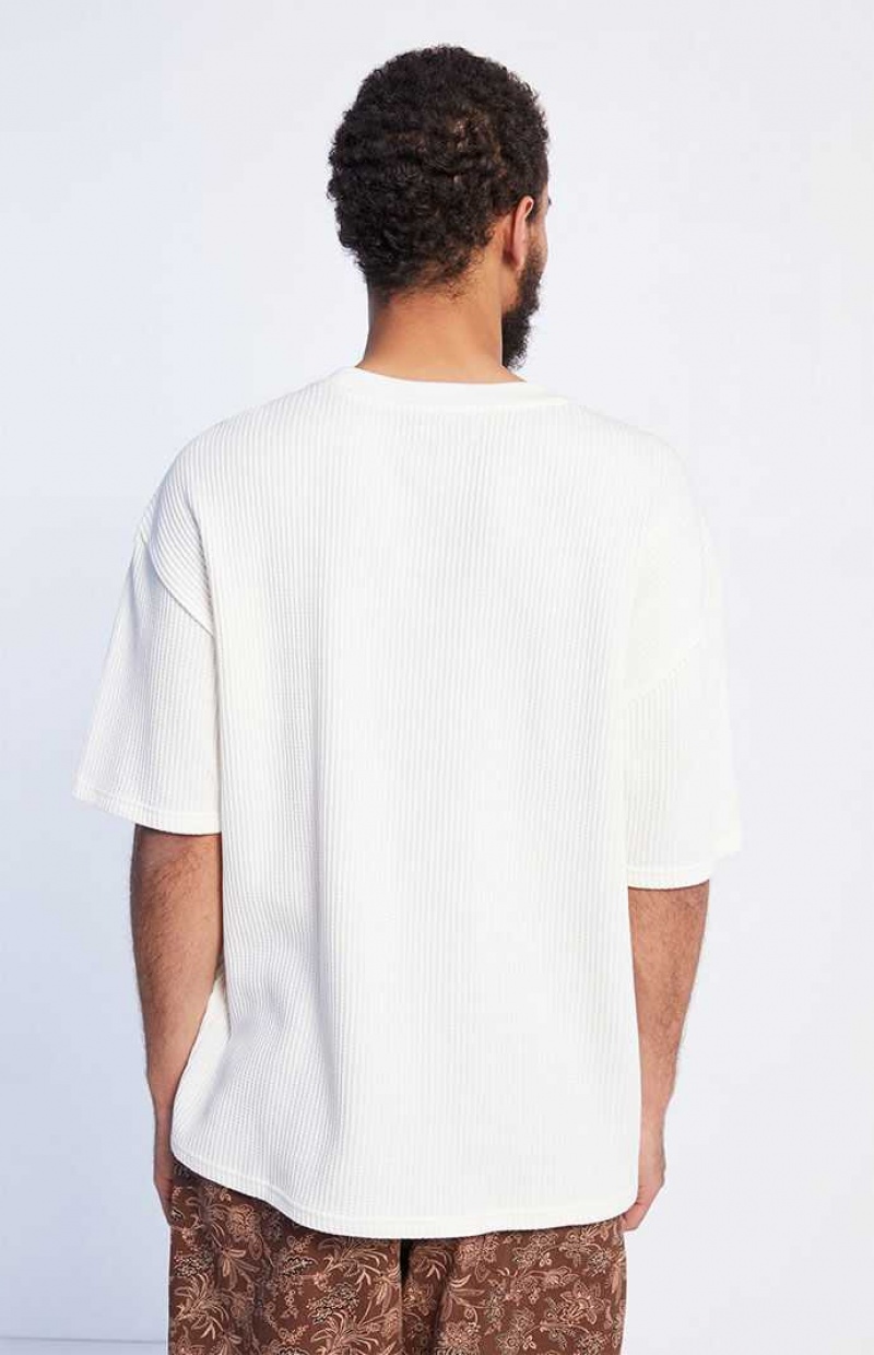 T-shirt PacSun Off White Boxy Waffle Hombre Blancas | ROYBH5021