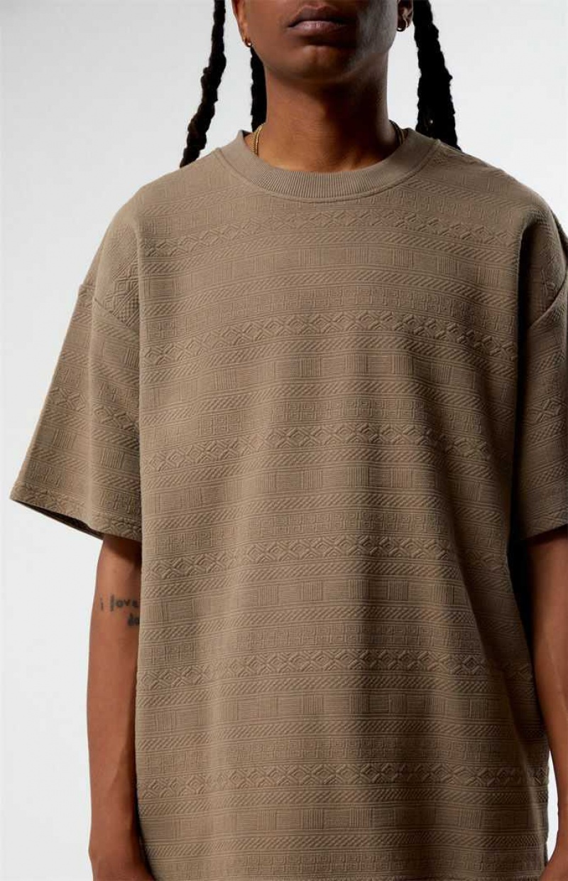 T-shirt PacSun Oversized Jacquard Knit Hombre Marrones | XWCMQ7682