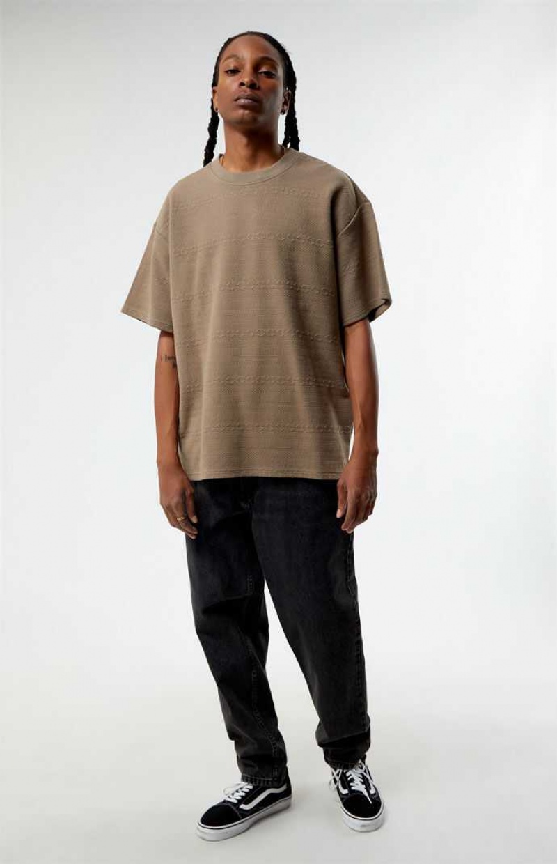 T-shirt PacSun Oversized Jacquard Knit Hombre Marrones | XWCMQ7682