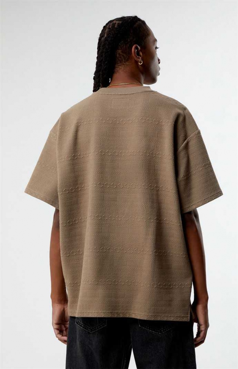 T-shirt PacSun Oversized Jacquard Knit Hombre Marrones | XWCMQ7682