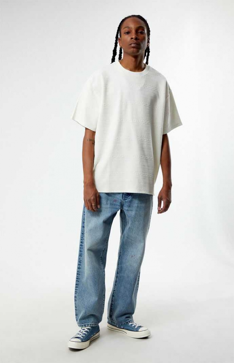 T-shirt PacSun Oversized Jacquard Knit Hombre Creme | UIRMZ7961