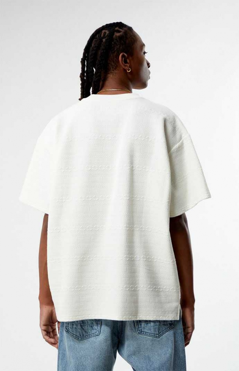 T-shirt PacSun Oversized Jacquard Knit Hombre Creme | UIRMZ7961