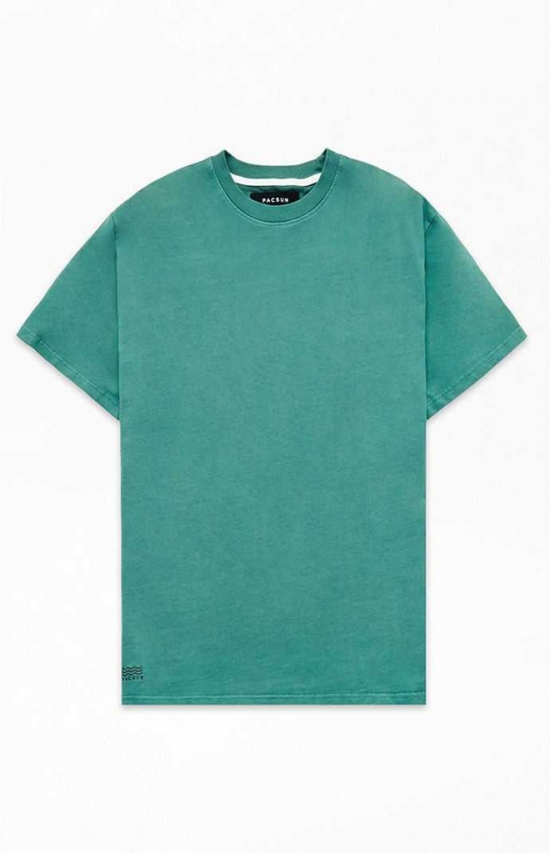 T-shirt PacSun Oversized Terry Hombre Verde | ZQCNG1459