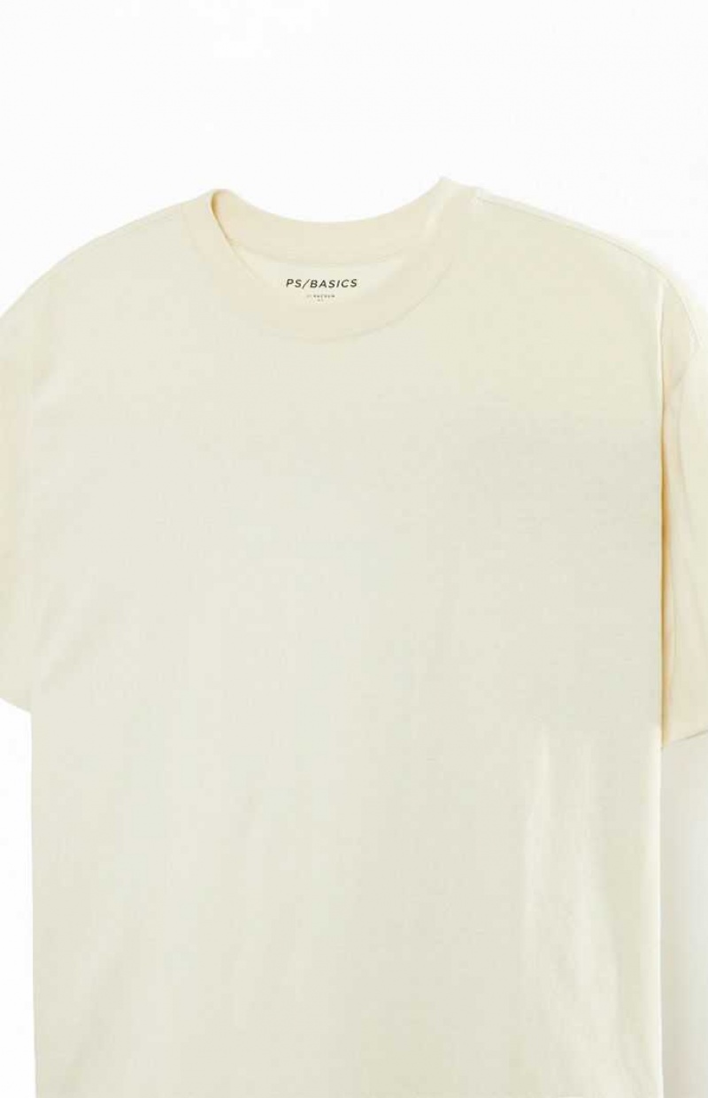 T-shirt PacSun PS Basics Basic Oversized Hombre Creme | GCAVR1302