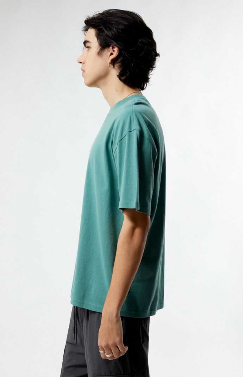 T-shirt PacSun PS Basics Basic Oversized Hombre Verde | OXNBE8067