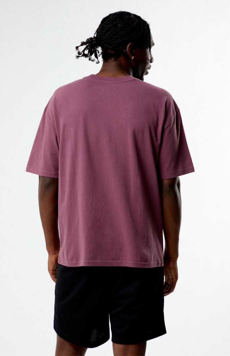 T-shirt PacSun PS Basics Basic Oversized Boxy Hombre Burdeos | NLOEA4831